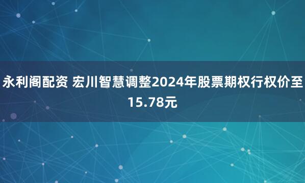 永利阁配资 宏川智慧调整2024年股票期权行权价至15.78元